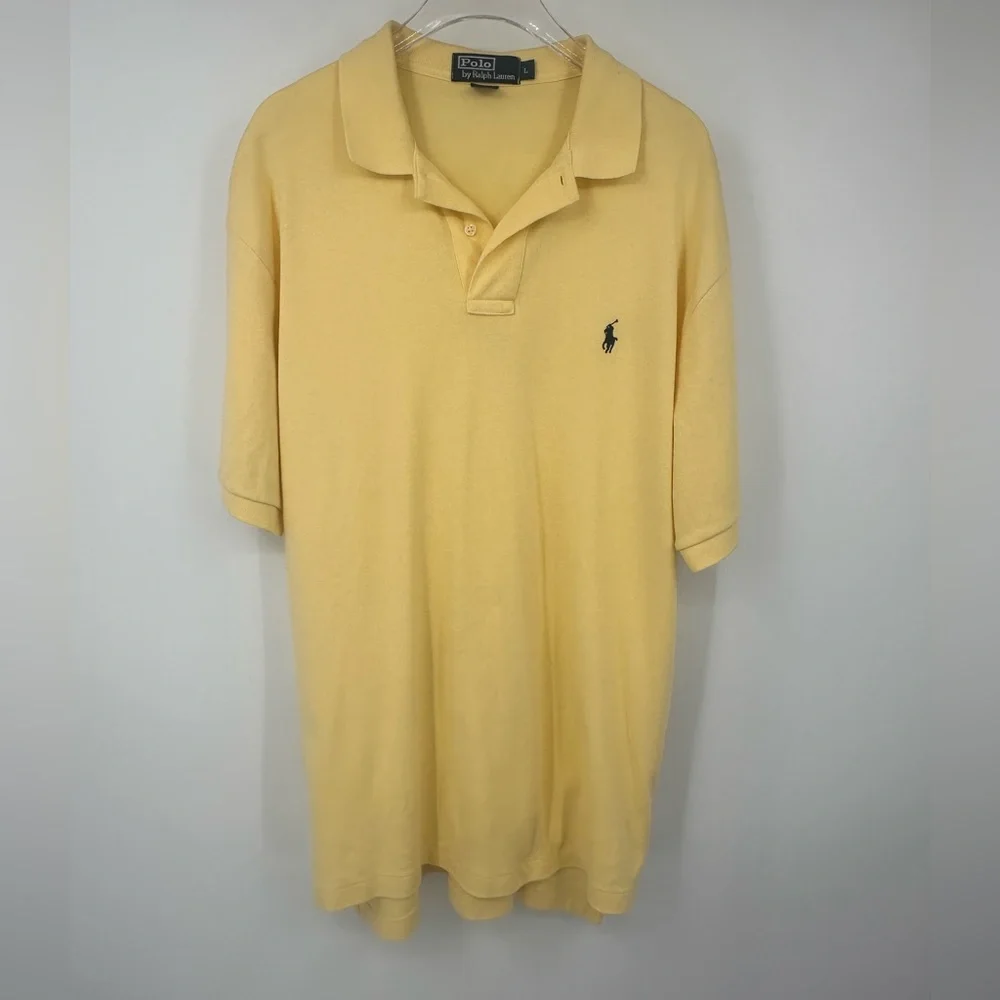Polo Ralph Lauren Yellow Shirt Dress 100% Cotton Mens Large Preppy | C267